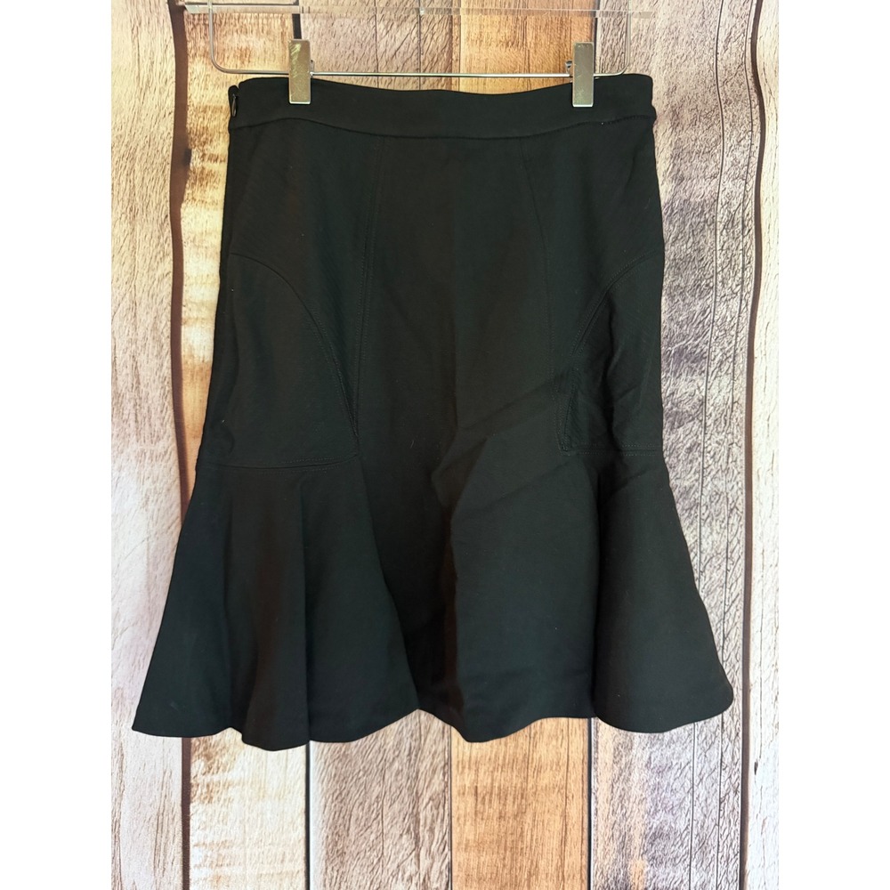 Diane von Furstenberg Carlita Flounce Hem Skirt Black Classic Versatile Size 6